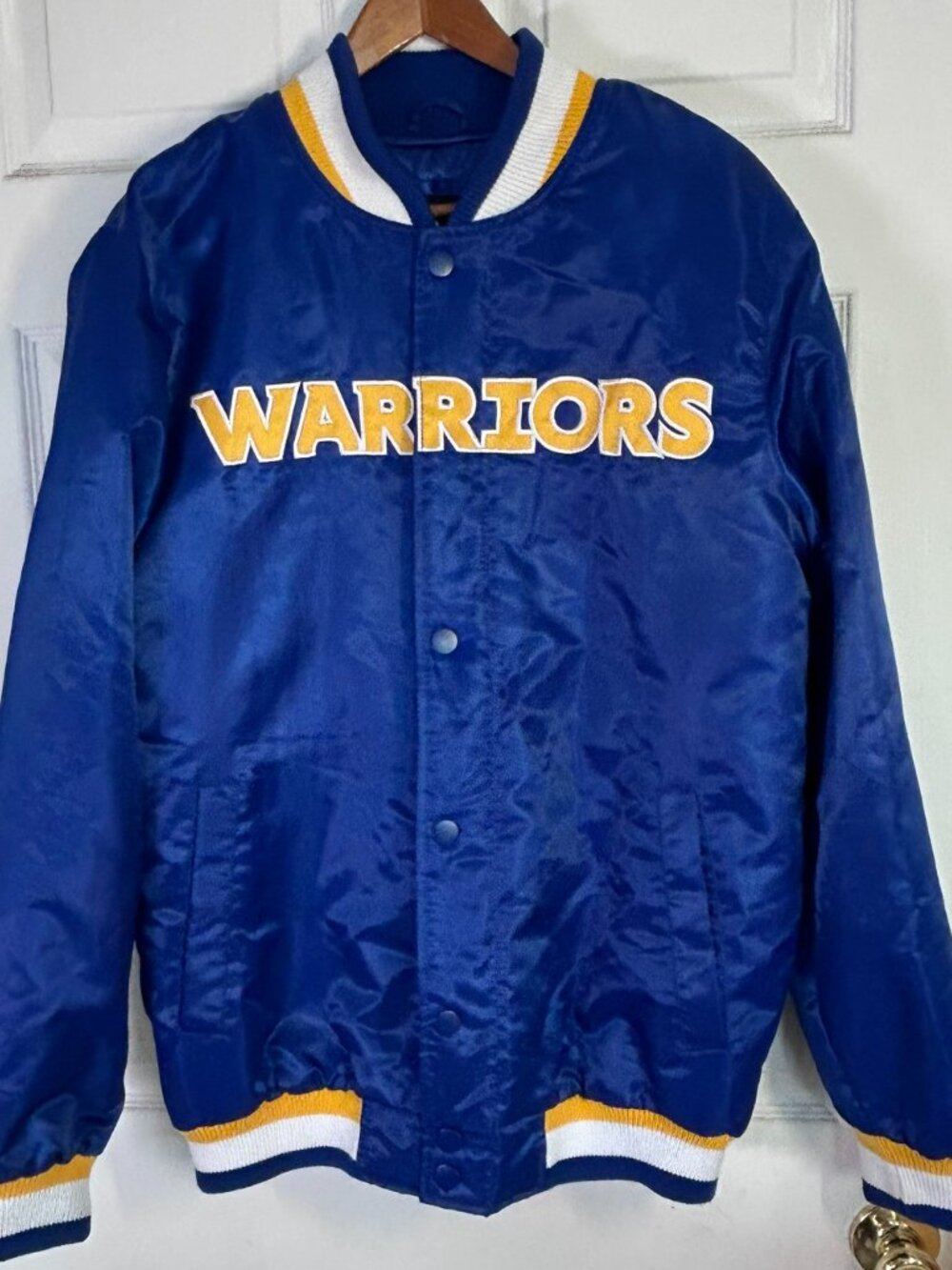 Golden State Warriors Satin Bomber Jacket by Starter Black Label Edition-Medium
